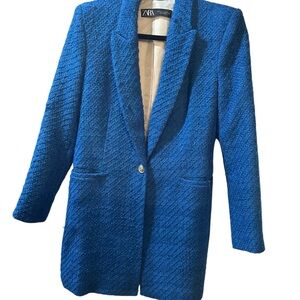 Zara Women's Royal Blue Textured Blazer